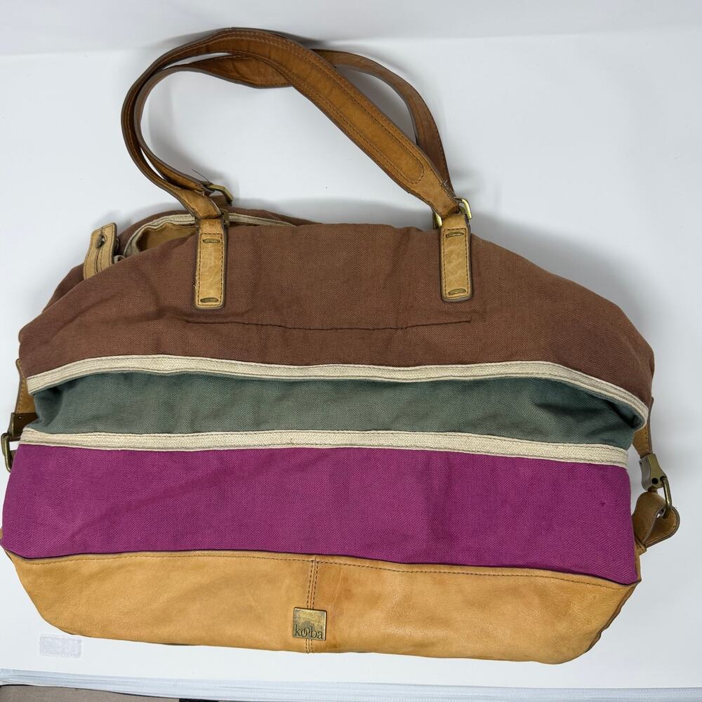 Canvas Leather Weekender Duffel Bag Colorblock